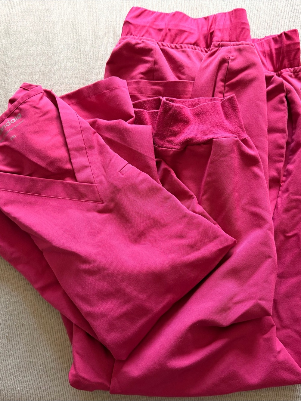 Bright Pink Women's Scrub Top and Pants Set